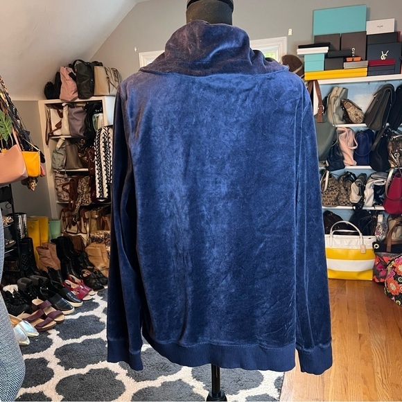 MICHEAL KORS Navy Blue Velour Zip Up Jacket Size XL - Picture 10 of 12